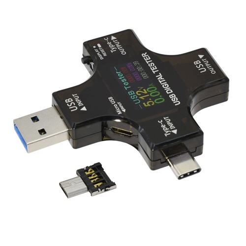 入出力コネクタ3種対応の多機能USB電圧電流テスター GM-USBTESTER-MLT ブラック タイムリー｜TIMELY 通販 