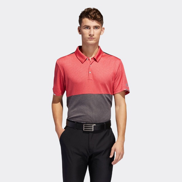 メンズ ゴルフ ウエア トップス ポロシャツ パフォーマンスライン climachill クライマチル バイカラー  半袖ボタンダウンシャツ(Mサイズ/ボールドレッド×ブラック) DQ2246