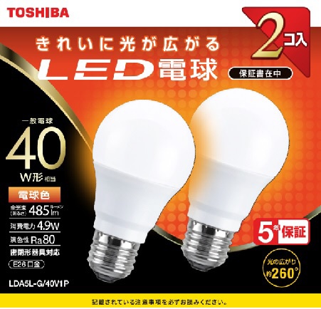 ビックカメラ.com - LDA5L-G/40V1P LED電球 [電球色]