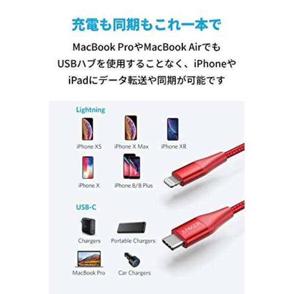 Anker PowerLine+ II USB-C  CgjO P[u(0.9m) red A8652091_4