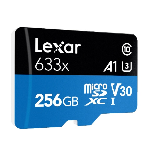 256GB microSDXCカード マイクロSD Lexar レキサー Class10 UHS-1 U3 V30 A1 R:95MB s W:45MB s SDアダプタ付 海外リテール LSDMI256BB633A ◆メ