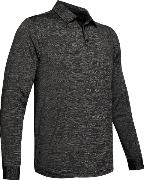  メンズ ルーズ ポロシャツ UA Long Sleeve Playoff 2.0 Polo(MDサイズ/Black ×Pitch Gray) 1345463-001
