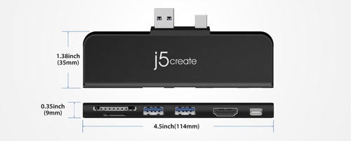 Surface Pro 4/5/6用［USB-A / Mini DisplayPort オス→メス カード 