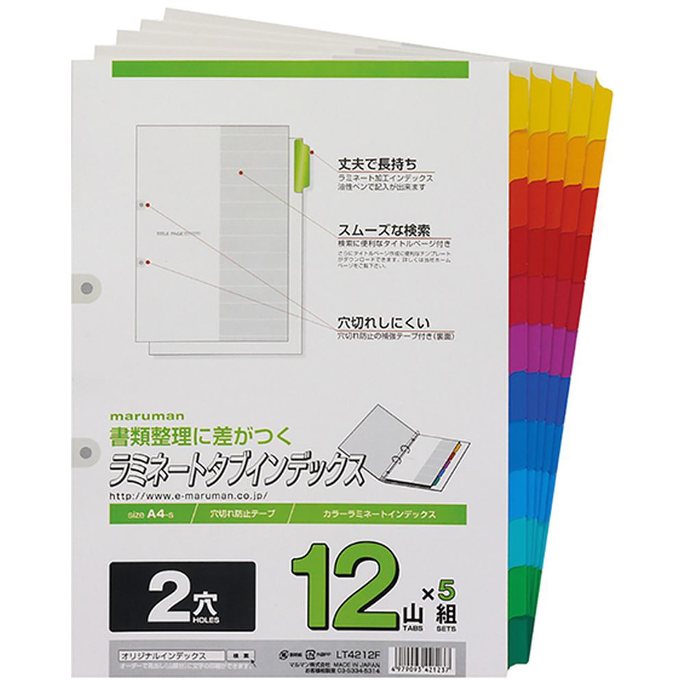 マルマン Maruman ラミネートタブインデックス A4 2穴 6山×10組