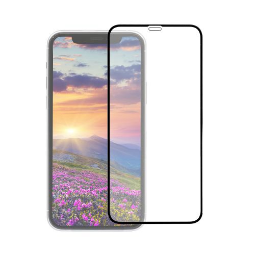  iPhone 11 /XR 6.1インチ 画面保護ガラス 全面保護 貼付けキット付き 3次強化ガラス 0.33mm厚 クリア OWL-GUIB61F-BCL ブラック