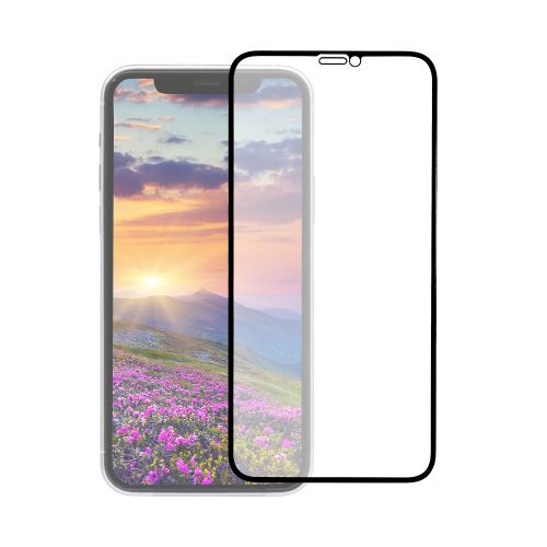  iPhone 11 /XR 6.1インチ 画面保護ガラス 全面保護 貼付けキット付き 3次強化ガラス 0.33mm厚 マット OWL-GUIB61F-BAG ブラック