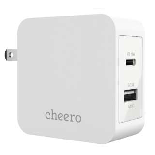 2 port  Charger i  18W + USB j zCg CHE-327-WH [USB Power DeliveryΉ /2|[g]