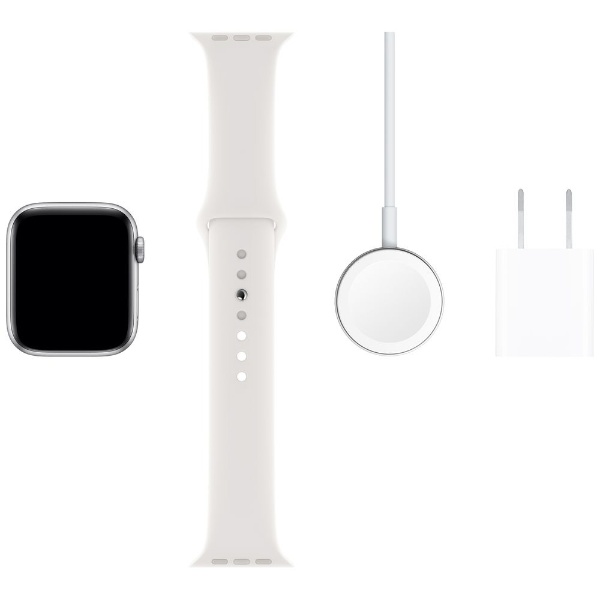 Apple Watch Series 5（GPS + Cellularモデル）- 44mm シルバーアルミニウムケースとスポーツバンド ホワイト -  S/M & M/L MWWC2J/A 【処分品の為、外装不良による返品・交換不可】