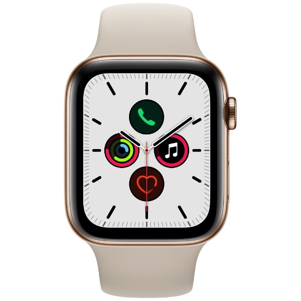 Apple Watch Series 5（GPS + Cellularモデル）- 44mm ゴールドステンレススチールケースとスポーツバンド ストーン  - S/M & M/L MWWH2J/A