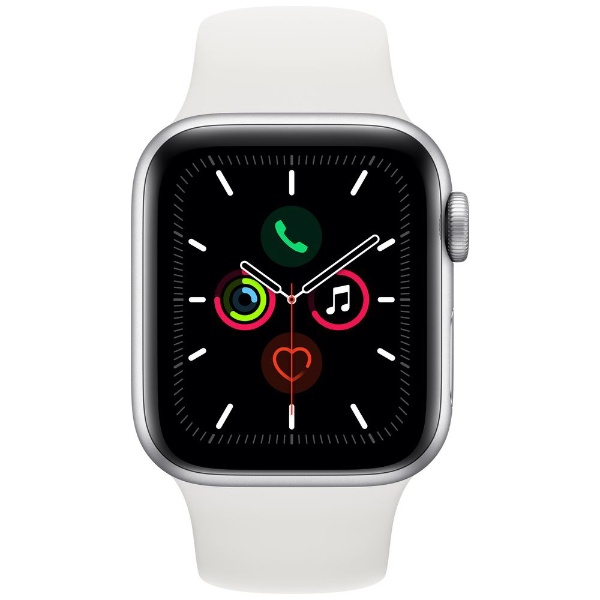 Apple Watch Series 5（GPS + Cellularモデル）- 40mm シルバーアルミニウムケースとスポーツバンド ホワイト -  S/M & M/L MWX12J/A 【処分品の為、外装不良による返品・交換不可】