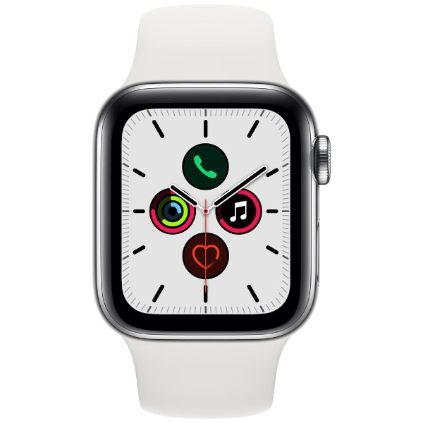 Apple Watch Series 5（GPS + Cellularモデル）- 40mm ステンレススチールケースとスポーツバンド ホワイト -  S/M & M/L MWX42J/A 【処分品の為、外装不良による返品・交換不可】
