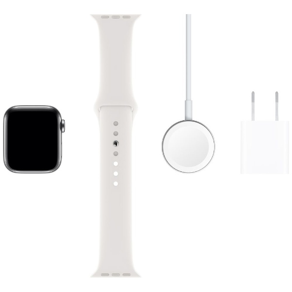 Apple Watch Series 5（GPS + Cellularモデル）- 40mm ステンレススチールケースとスポーツバンド ホワイト -  S/M & M/L MWX42J/A [Series5 /40mm /ステレンススチール /スポーツバンド /GPS] ...