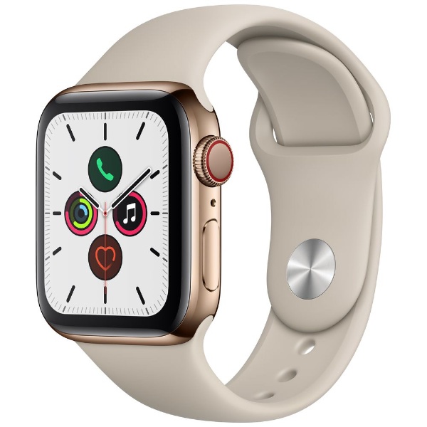Apple Watch Series 5（GPS + Cellularモデル）- 40mm ゴールドステンレススチールケースとスポーツバンド ストーン  - S/M & M/L MWX62J/A [Series5 /40mm /ステレンススチール /スポーツバンド /GPS] ...
