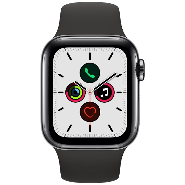 Apple Watch Series 5（GPS + Cellularモデル）- 40mm スペースブラックステンレススチールケースとスポーツバンド  ブラック - S/M & M/L MWX82J/A 【処分品の為、外装不良による返品・交換不可】