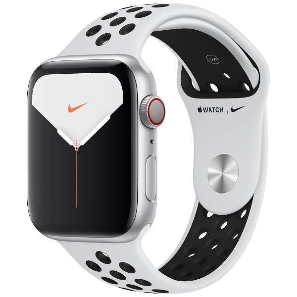 Apple Watch Nike Series 5(ＧＰＳ+Cellular型号)-44mm银铝包和Nike运动带纯的白铂/黑色-S/M&M/L MX3E2J/A银铝包[，为处分品，出自外装不良的退货、交换不可能]_1