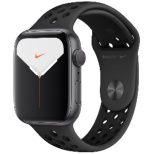 Apple Watch Nike Series 5(ＧＰＳ型号)-44mm空间灰色铝包和Nike supotsubandoansurasaito/黑色-S/M&M/L MX3W2J/A空间灰色铝包