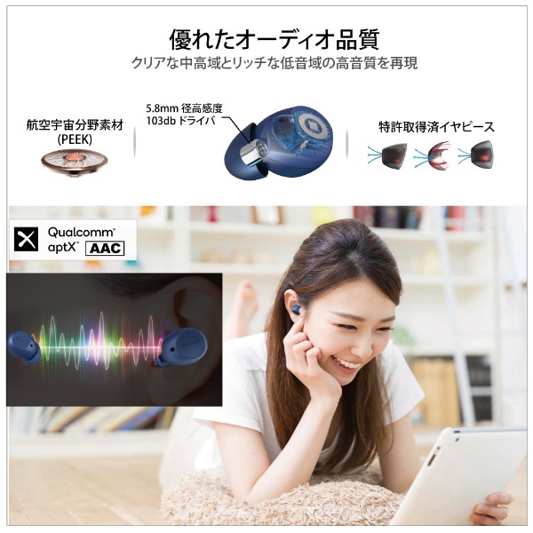 フルワイヤレスイヤホン AIR XR/BE ブルー [ワイヤレス(左右分離) /Bluetooth対応] MAVIN｜マービン 通販 |  ビックカメラ.com