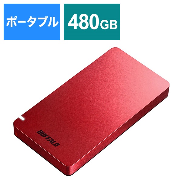 SSD-PGM480U3-R 外付けSSD USB-C＋USB-A接続 (PS5対応) レッド [480GB /ポータブル型]
