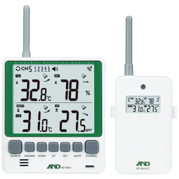 A＆D マルチチャンネルワイヤレス環境温湿度計 セット AD5664SET A&D