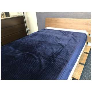 新梅椰毯子法兰绒素色彩色条纹(单人尺寸/140×190cm/深蓝)