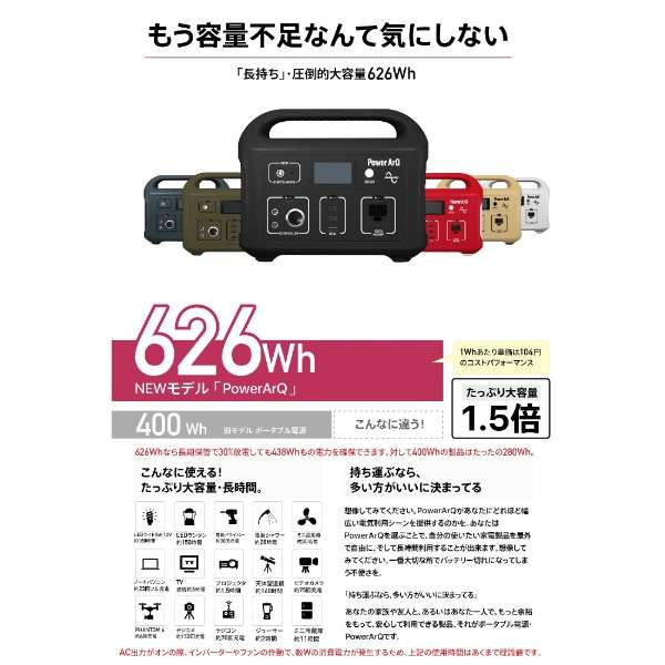 移动电源PowerArQ 626Wh Smart Tap黑色008601C-JPN-BK[7输出/AC充电、太阳能(另售)]_2