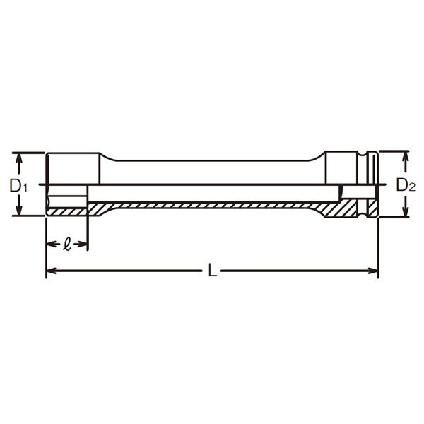 18102M.400-26 1インチ(25.4mm) インパクトホイールナット用ロングソケット 全長400mm 26mm 18102M.400-26