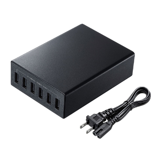 USB充電器（合計12A） ブラック ACA-IP67BK [6ポート] サンワサプライ 