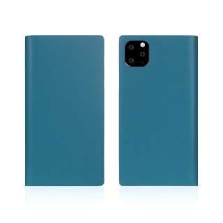iPhone11 Pro Calf Skin Leather Diary Blue u[ yïׁAOsǂɂԕiEsz