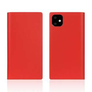 iPhone11 Calf Skin Leather Diary Red_1