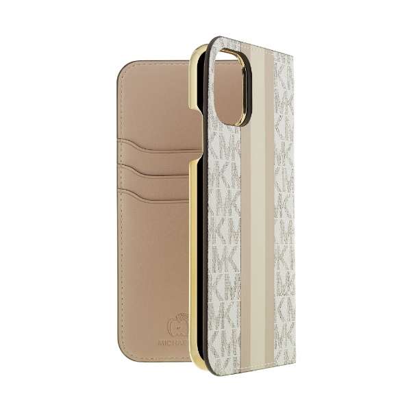 MICHAEL KORS - Folio Case for iPhone 11 [Beige Pink Stripe with Charm] MICHAEL KORS Pink_3
