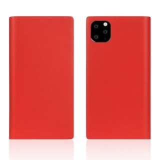 iPhone11 ProMax Calf Skin Leather Diary Red bh yïׁAOsǂɂԕiEsz
