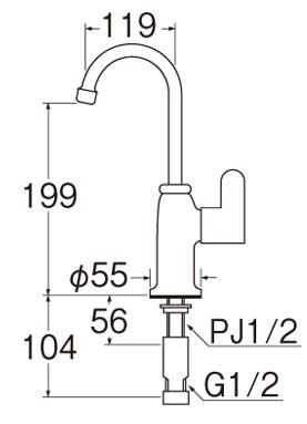 三栄 SANEI 立形自在水栓(パーティシンク用) JA546HCV-13 - 1