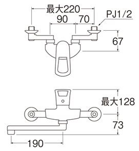 SANEI シングル混合栓 K1712EAK-3U-13 - 2