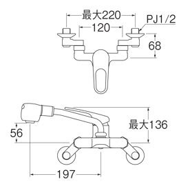 カクダイ シングルレバー混合栓 192-052K-CG - 1