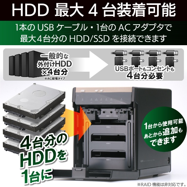 HDD/SSDケース USB-C接続 (Windows11対応/Mac) ブラック LGB-4BNHUC