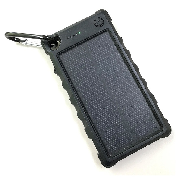 未使用品 ソーラー充電機能付きモバイルバッテリー 10000mAh ブラック&グリーン HSB-C10000 [2ポート]
