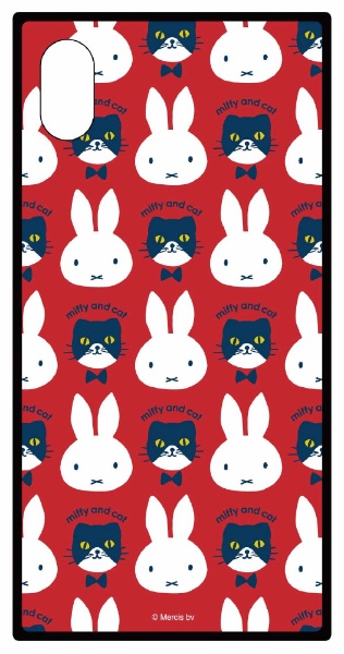 ミッフィー　miffy and cat　iPhoneXR対応スクエアガラスケース　レッド MF-71RD