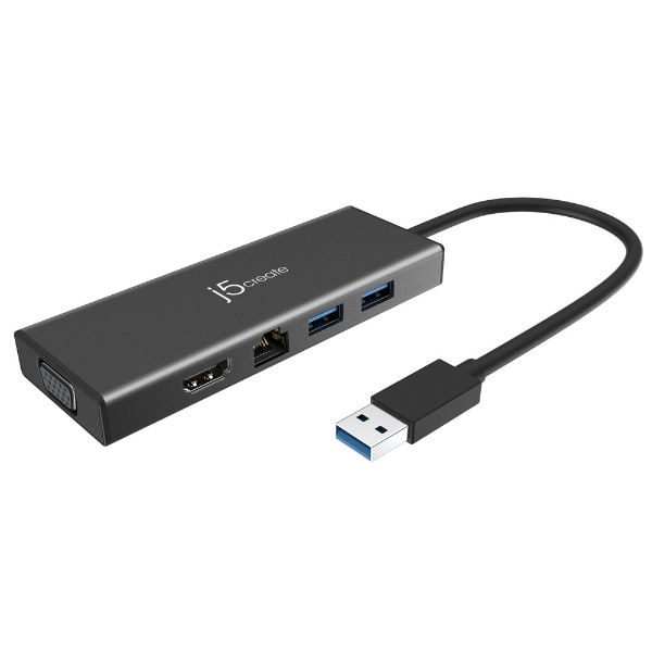 USB-A オス→メス HDMI / VGA / LAN / USB-Aｘ2］ USBマルチハブ