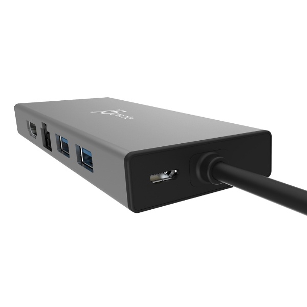 ［USB-A オス→メス HDMI / VGA / LAN / USB-Aｘ2］ USBマルチハブ シルバー JUD323S