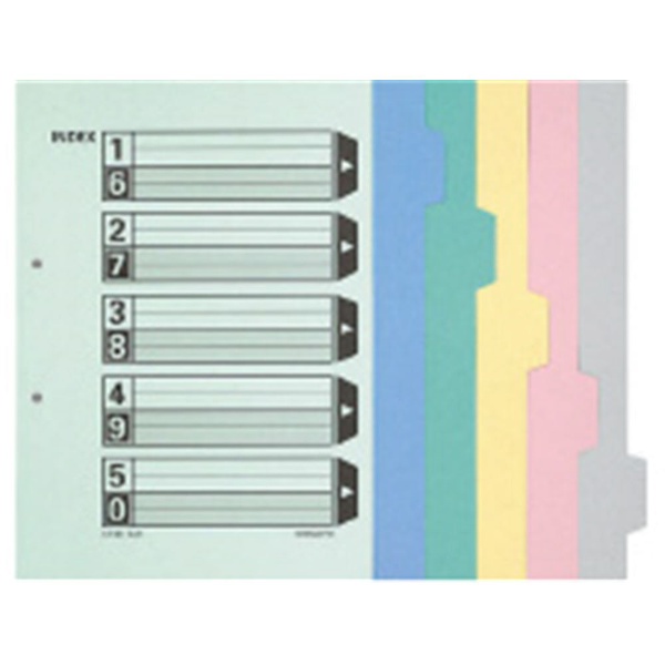 コクヨ カラー仕切カード（ファイル用） Ｂ４横 ５山＋扉紙 ２穴 １０