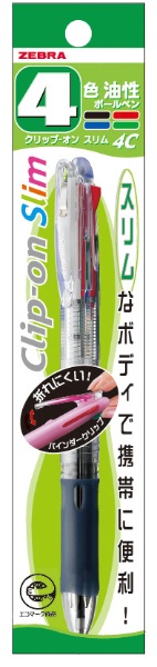 クリップ-オン スリム4C 多色ボールペン パック入り 透明 P-B4A5-C