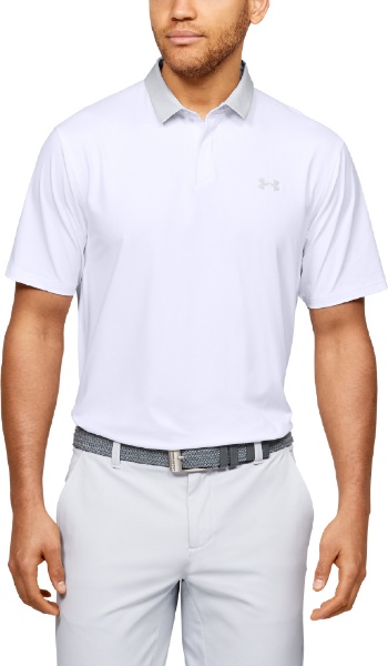 使い勝手の良い メンズ ゴルフ ルーズフィット ポロシャツ UA Iso-Chill 使い勝手の良い White×White×Halo Gray Polo XLサイズ 1350037-100