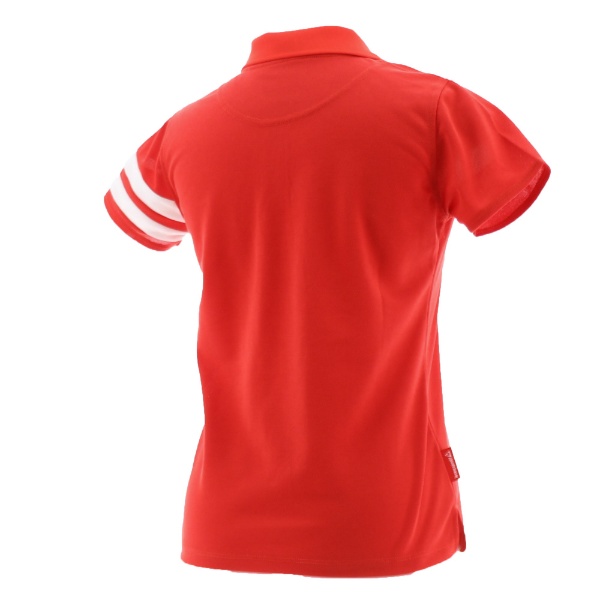 レディース トップ鹿の子マーキング半袖シャツ(Lサイズ/レッド