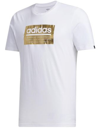 メンズ MグラフィックTシャツ(Oサイズ/ホワイト×ゴールドメタリック 