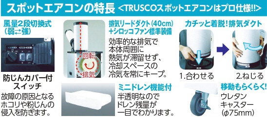 ＴＲＵＳＣＯ　スポットエアコン　単相１００Ｖ首振り機能付 TS-28DW-1