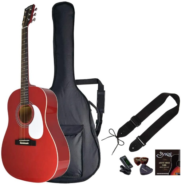 アコースティックギター ライトセット 超美品再入荷品質至上 休み ラウンドショルダータイプ Wine Red