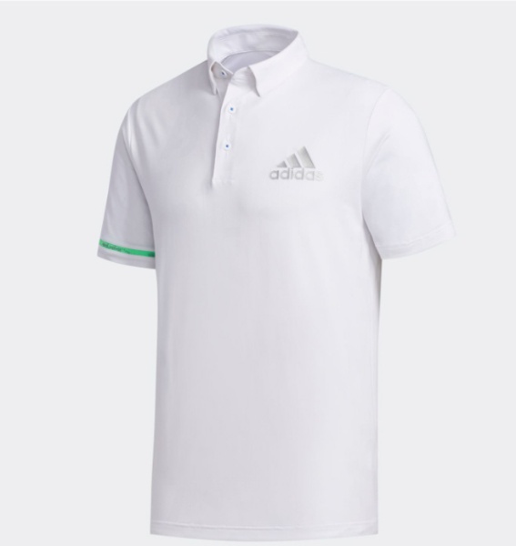 メンズ ゴルフ ポロシャツ エンボスプリント 半袖ボタンダウンシャツ(Oサイズ/ホワイト)GKI23 FJ3832