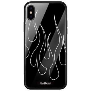 CaseMarket 背面強化ガラス 背面ケース apple iPhone X (iPhoneX) ブラック ラインアート フレアパターン HOT ROD 2047 iPhoneX-BCM2G2047-78