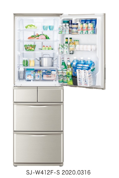 SJ-W412F-S 冷蔵庫 プラズマクラスター冷蔵庫 シルバー系 [5ドア /左右 ...