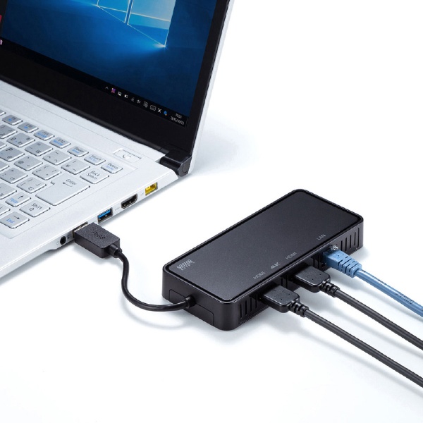 USB-A オス→メス HDMIｘ2 / LAN］変換アダプタ USB-CVU3HD3